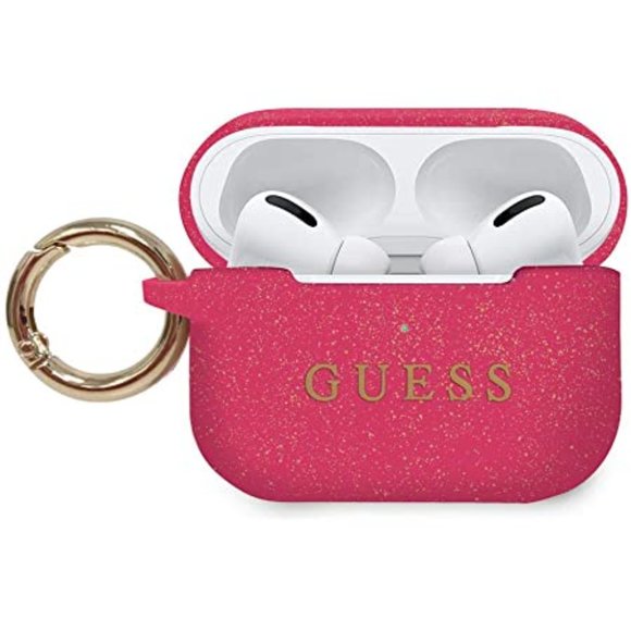 GUESS Pink Gold Glitter AirPod PRO Keychain Case - Picture 7 of 13